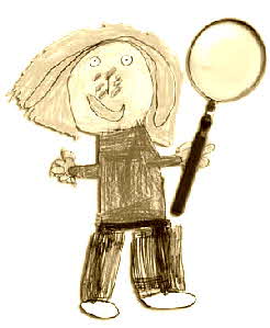 Drawing of girl holding magnifying glass