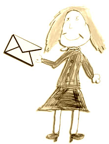 Drawing of girl holding a letter